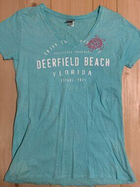 Vintage Y2K EMI Deerfield Beach Florida FL Ocean Surf Beach Preppy T-Shirt 2XL